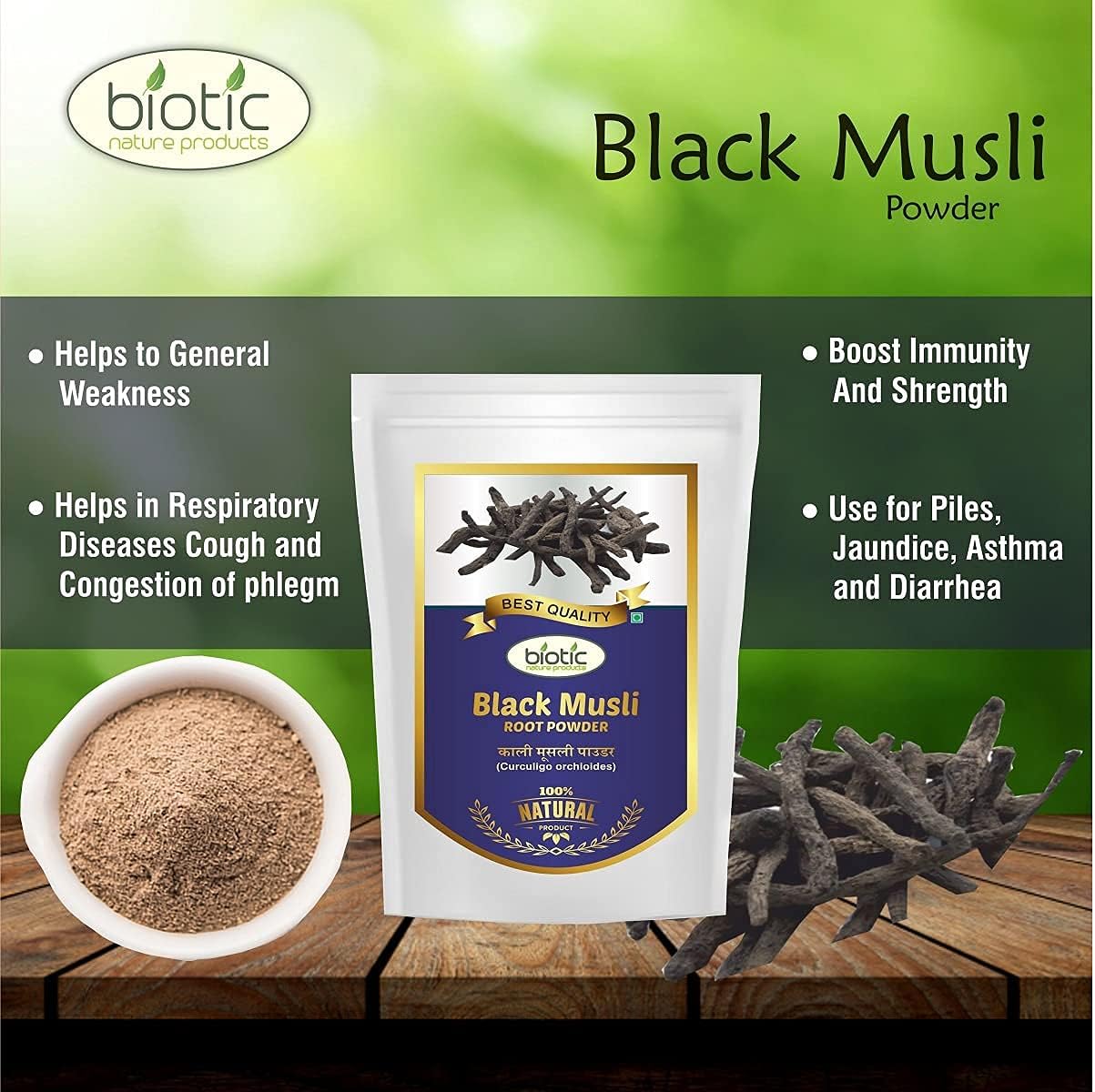 Organic Veena Black Musli Powder 50g - Pure Kali Musli Powder - Curculigo Orchioides