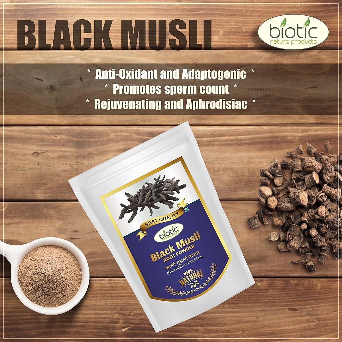 Organic Veena Black Musli Powder 50g - Pure Kali Musli Powder - Curculigo Orchioides