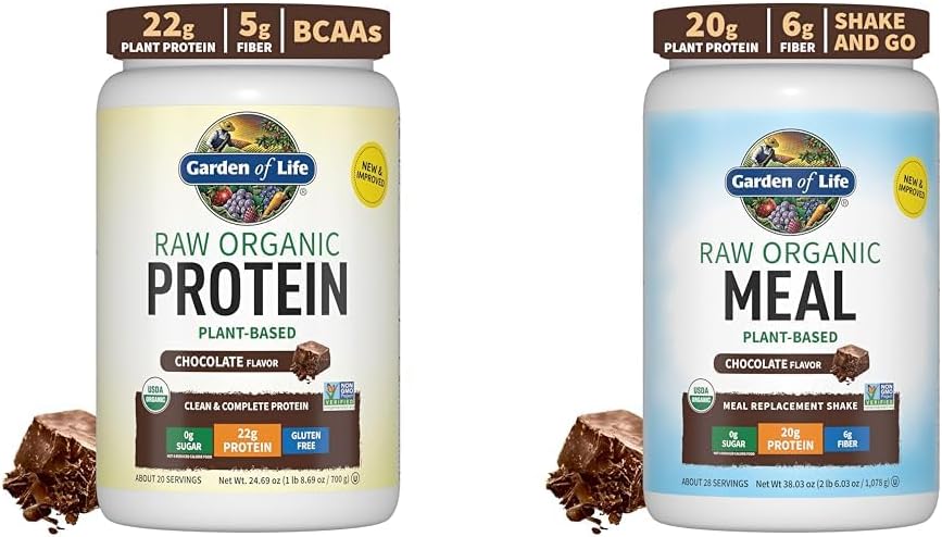Organic Vegan Chocolate Protein Powder: Plant-Based Meal Replacement Shakes by Garden of Life