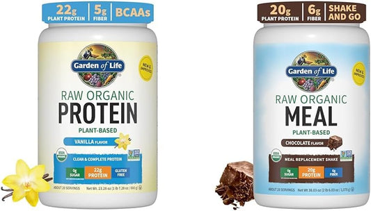 Organic Vegan Chocolate Protein Powder with Digestive Enzymes - Non-GMO Meal Replacement Shake with 22g Plant Based Protein