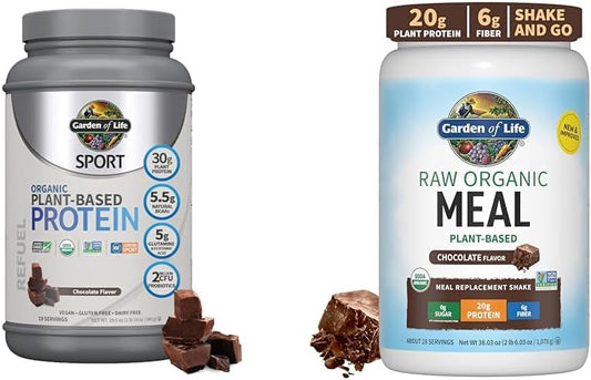 Organic Vegan Chocolate Protein Powder with Probiotics - Garden of Life Sport Meal Replacement Shake