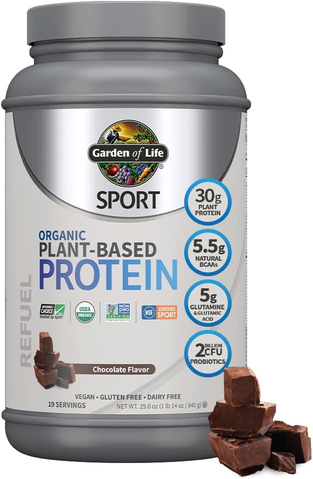 Organic Vegan Chocolate Protein Powder with Probiotics - Garden of Life Sport Meal Replacement Shake