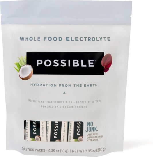 Organic Vegan Electrolyte Powder Mix for Pre & Post-Workout Hydration - Plant-Based, Gluten-Free, Clean Label - 20 Packets