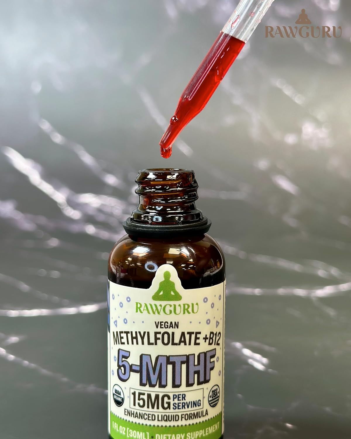 Organic Vegan L-Methylfolate 15 mg + Vitamin B12 Drops - Nano-Enhanced Liquid Formula with Trace Minerals - 300 Servings, Pack of 2