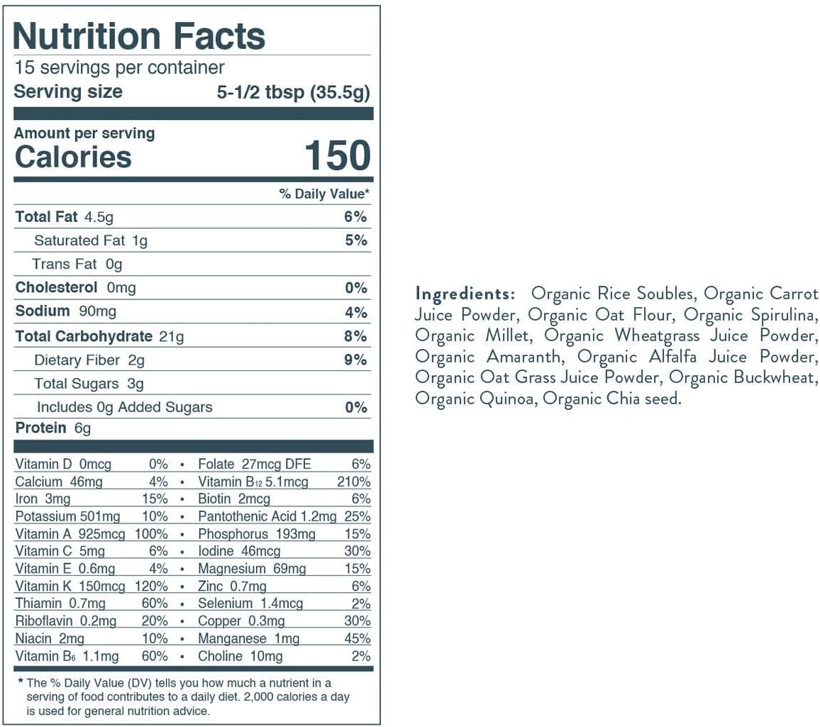 Organic Vegan Power Shake Powder - Unflavored - 1065g - Meal Replacement with Protein, Vitamins & Minerals - USDA Certified, Gluten Free, Kosher - 30 Servings