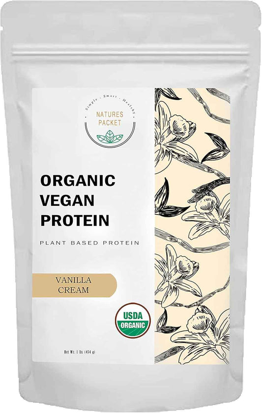 Organic Vegan Protein Powder - Plant Based Protein, Vanilla Flavor - Non Dairy, Lactose Free, No Sugar Added, Gluten Free, Soy Free, Non-GMO, Ketogenic Vegan Blend - 1 lb, 16 Ounce