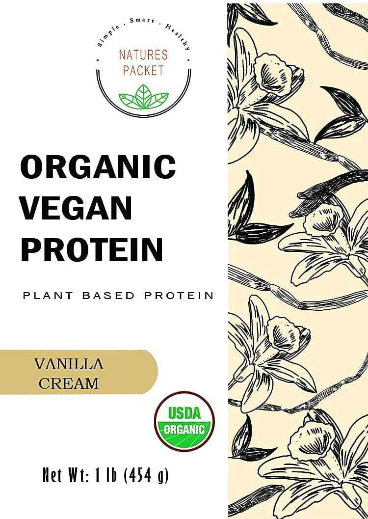 Organic Vegan Protein Powder - Plant Based Protein, Vanilla Flavor - Non Dairy, Lactose Free, No Sugar Added, Gluten Free, Soy Free, Non-GMO, Ketogenic Vegan Blend - 1 lb, 16 Ounce