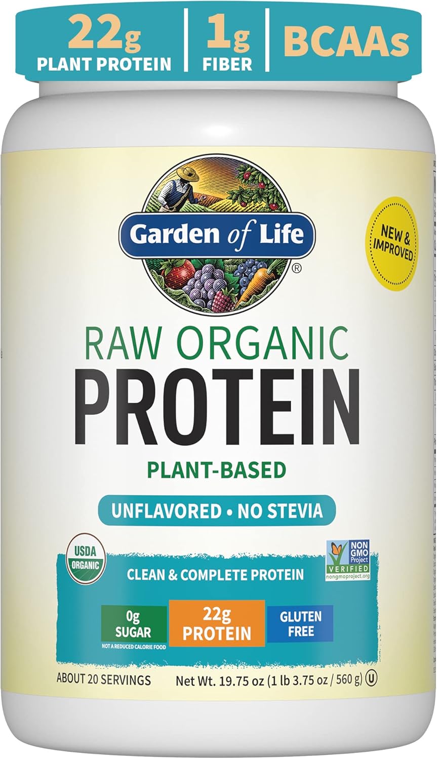 Organic Vegan Protein Powder with 22g & Zinc Supplements 30mg for Immune Support by Garden of Life