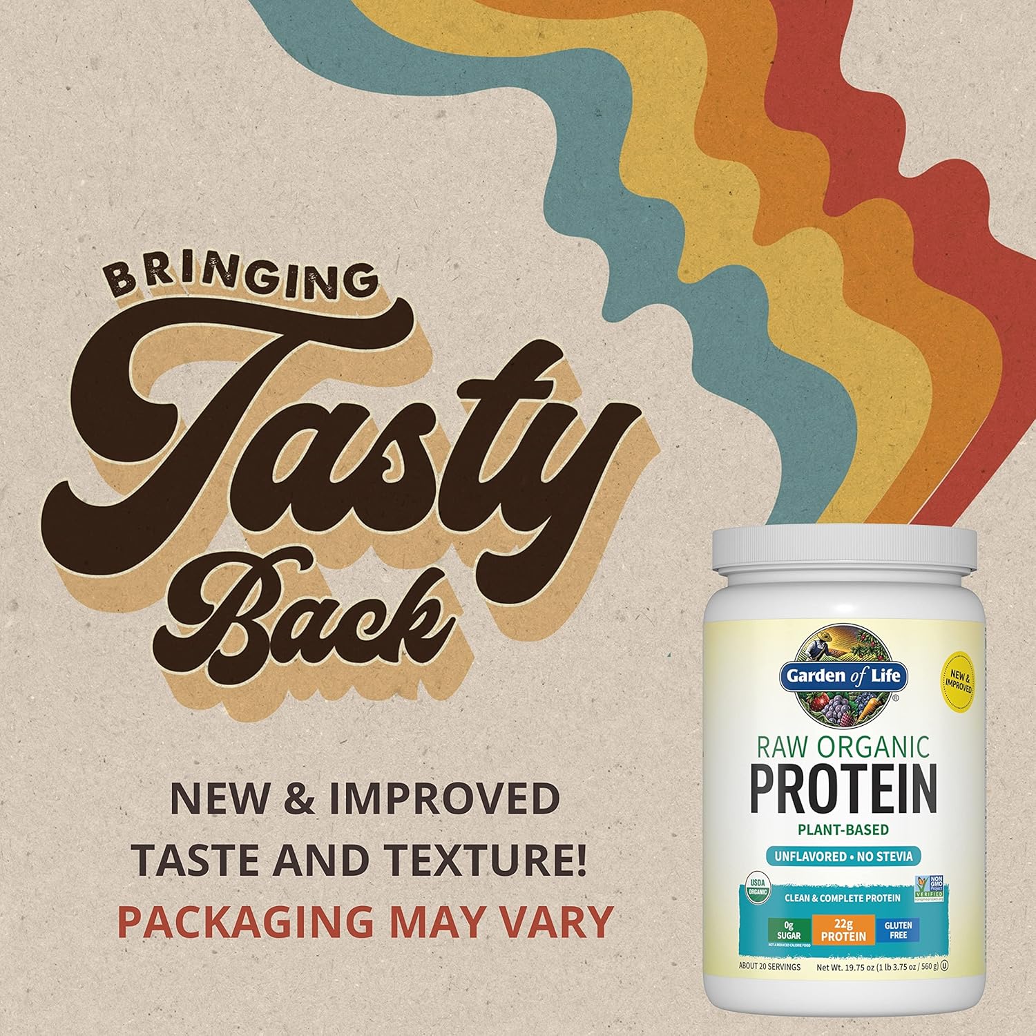 Organic Vegan Protein Powder with 22g & Zinc Supplements 30mg for Immune Support by Garden of Life