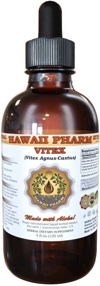 Organic Vitex Liquid Extract Tincture - Herbal Supplement by Hawaii Pharm - Made in USA - 2 fl.oz