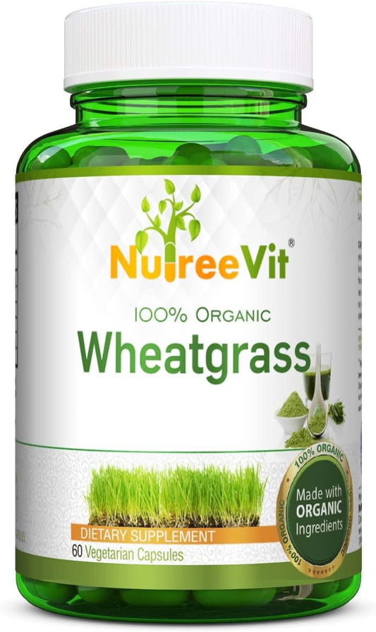 Organic Wheatgrass Superfood Powder 500 mg Capsules - NutreeVit Pure & Natural