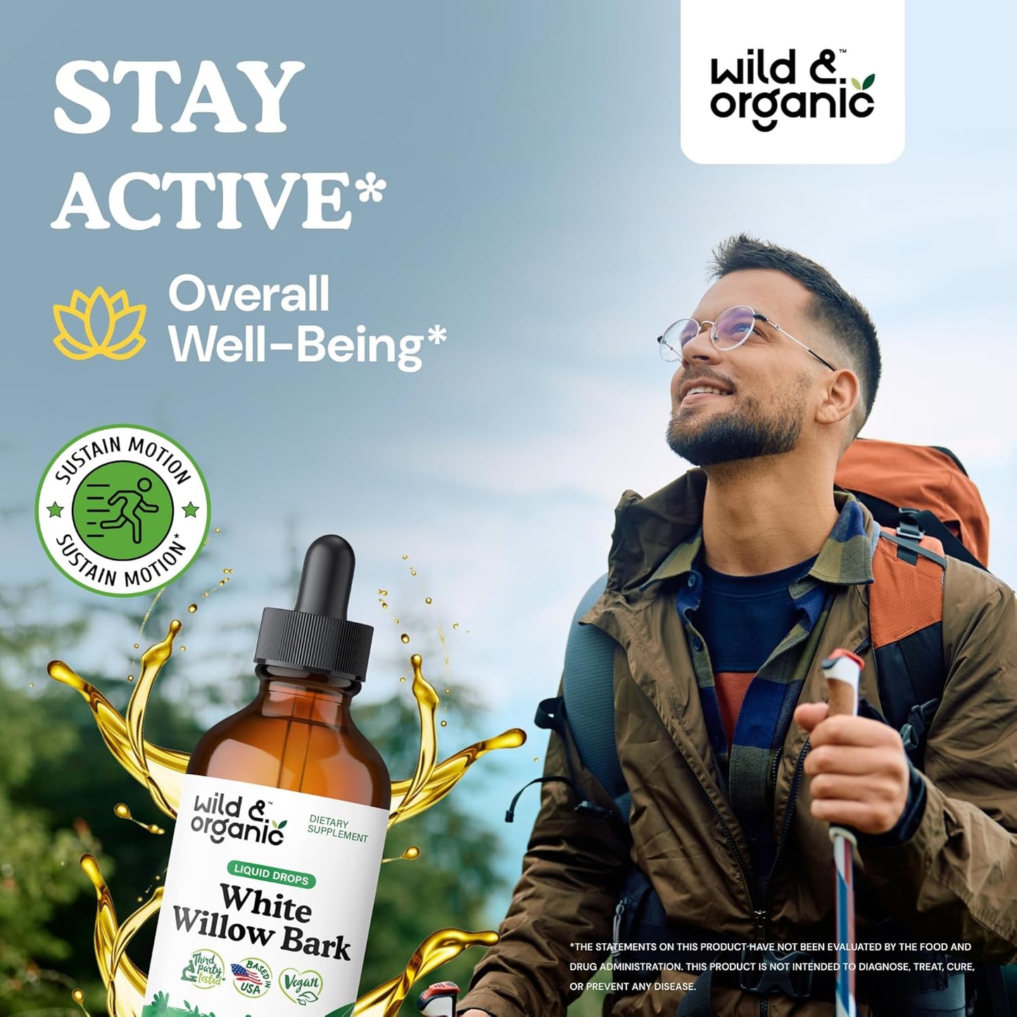Organic White Willow Bark Tincture - Alcohol & Sugar-Free Liquid Supplement - Salix Alba Extract Drops for Overall Support - Vegan, 4 fl oz