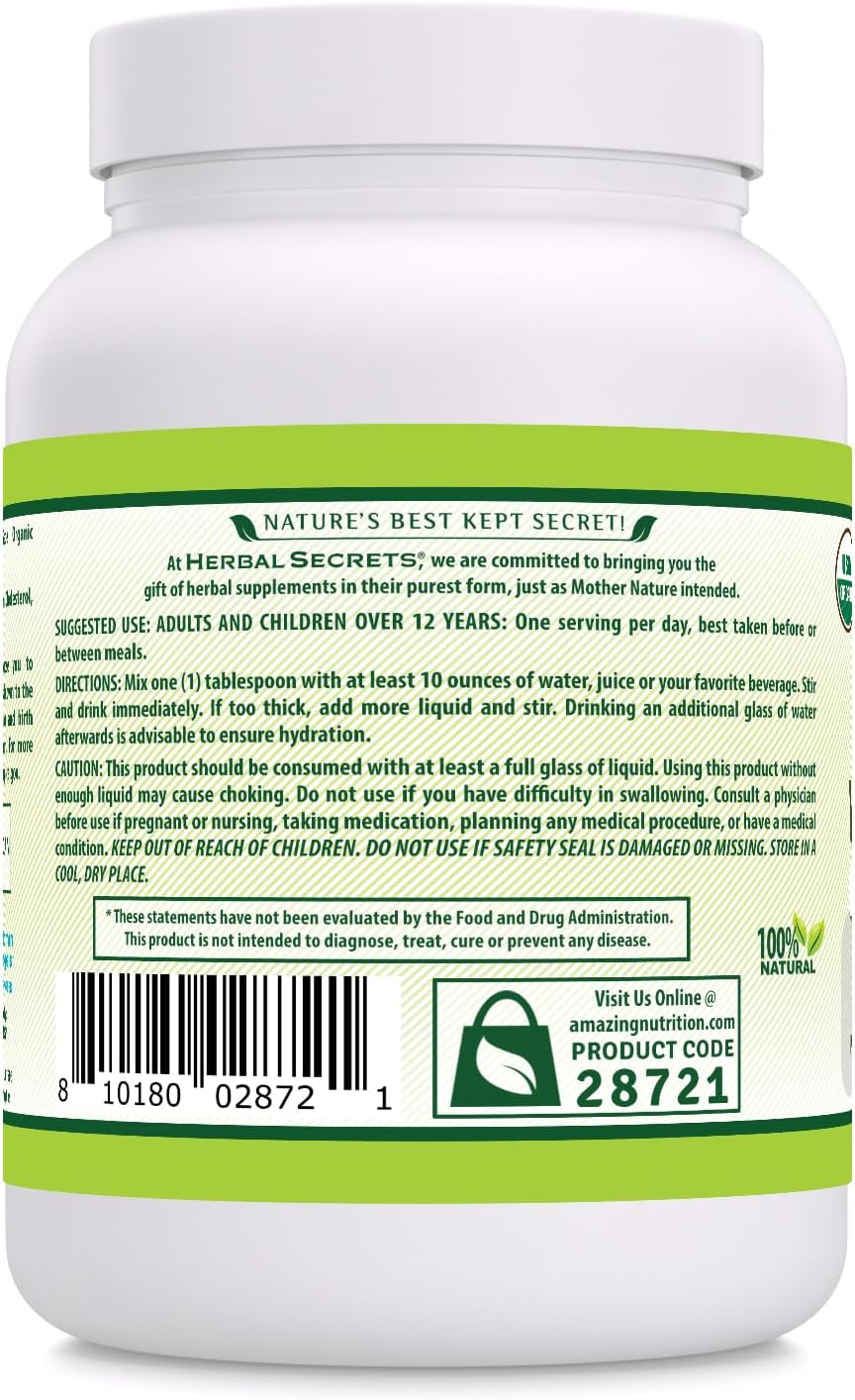 Organic Whole Psyllium Husk Powder Supplement - 16 oz | 5g Per Serving | 136 Servings | Non-GMO, Gluten Free, Made in USA