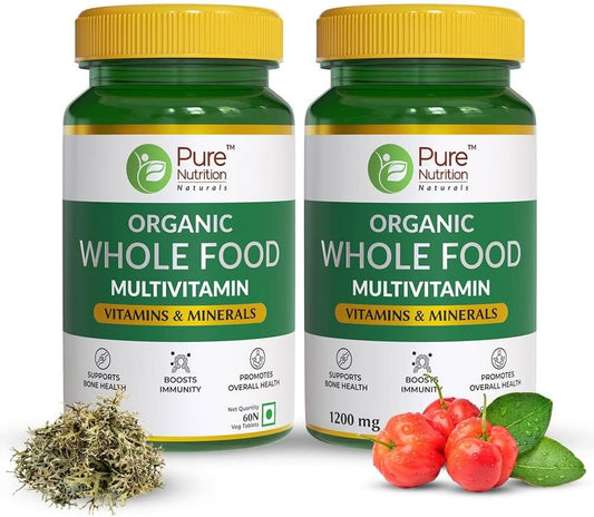 Organic Wholefood Plant-Based Multivitamin with 100% RDA Essential Nutrients - 120 Tablets