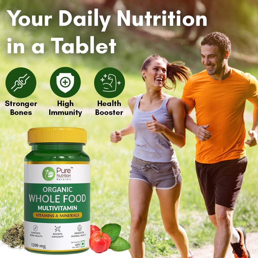 Organic Wholefood Plant-Based Multivitamin with 100% RDA Essential Nutrients - 120 Tablets