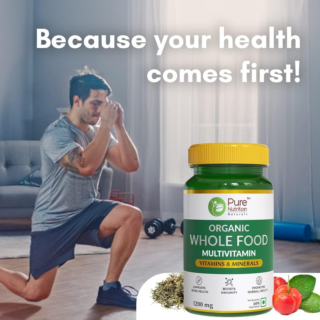 Organic Wholefood Plant-Based Multivitamin with 100% RDA Essential Nutrients - 120 Tablets