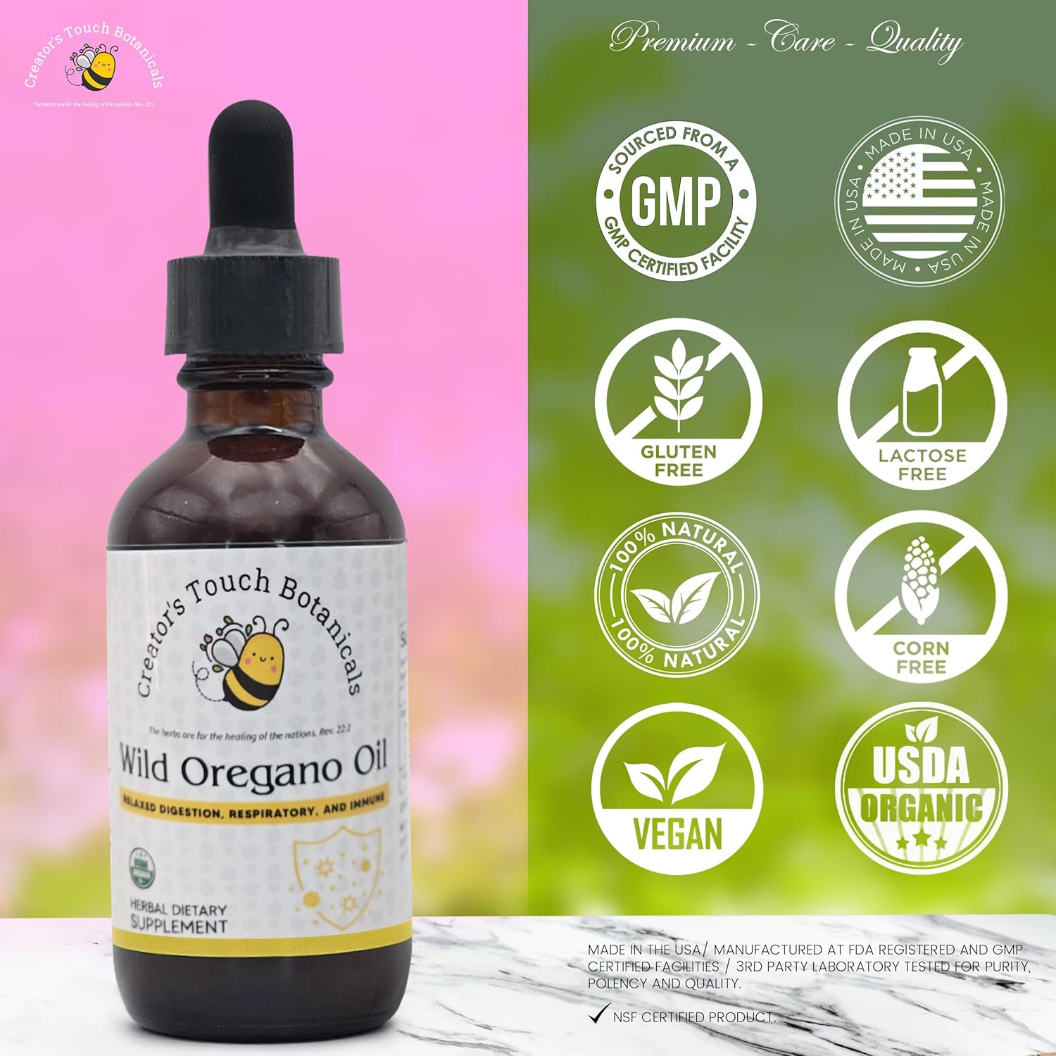 Organic Wild Mediterranean Oil of Oregano Drops for Immune & Digestive Support - 6 Month Supply | Vegan & Non-GMO Herbal Blend for Overall Health