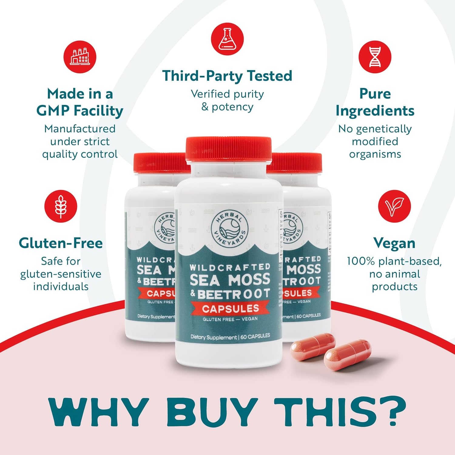 Organic Wildcrafted Sea Moss and Beetroot Capsules for Immune Support, Digestive Health, and Energy | Vegan, Non-GMO, Ethically Sourced