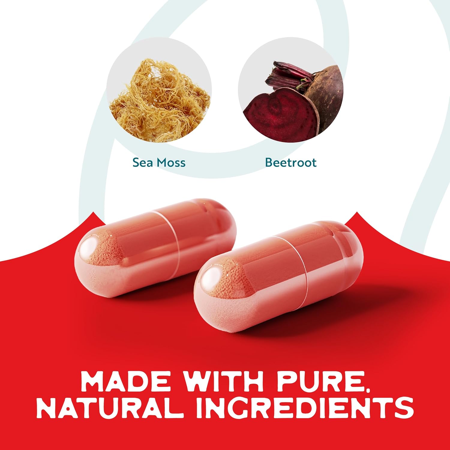 Organic Wildcrafted Sea Moss and Beetroot Capsules for Immune Support, Digestive Health, and Energy | Vegan, Non-GMO, Ethically Sourced