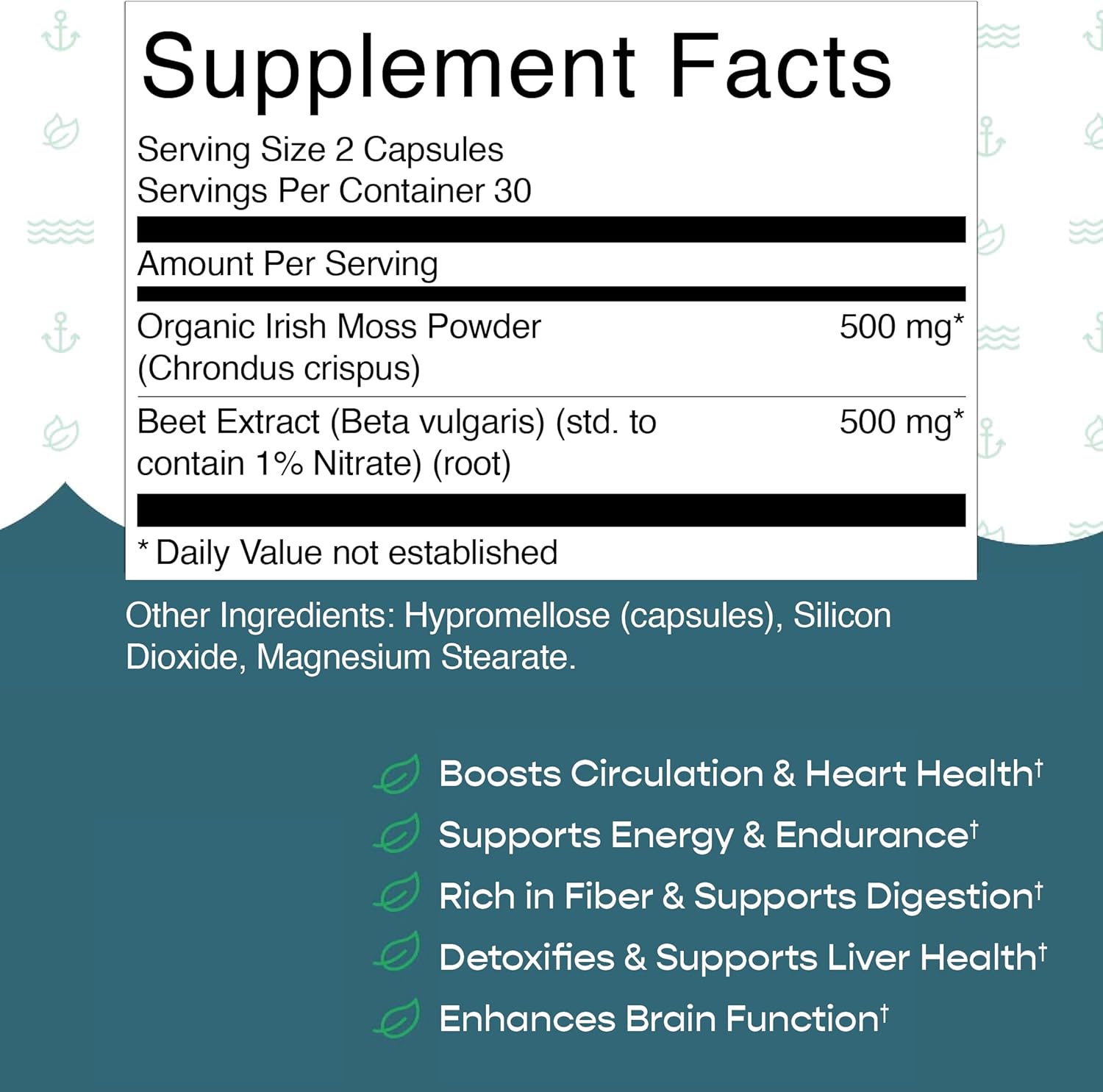 Organic Wildcrafted Sea Moss and Beetroot Capsules for Immune Support, Digestive Health, and Energy | Vegan, Non-GMO, Ethically Sourced