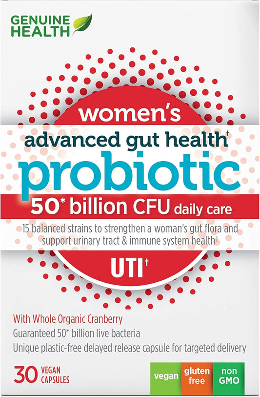 Organic Women's Daily Probiotic with Cranberry for UTI Support, Multi-Strain Formula, 30 Capsules