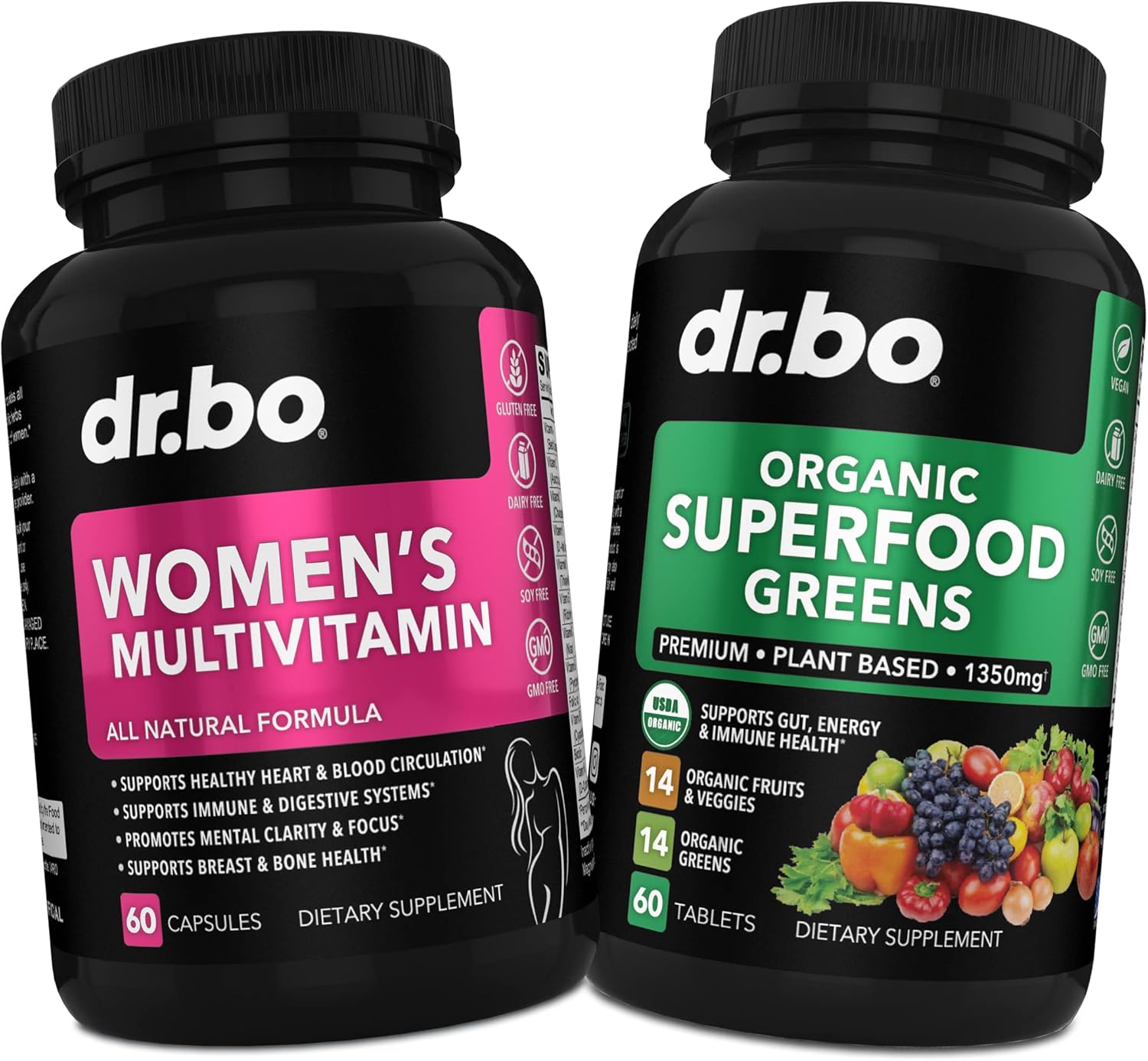 Organic Women's Multivitamin with Superfood Greens, Fruits, Magnesium & Zinc - Daily Energy Supplement with Vegetable Foods
