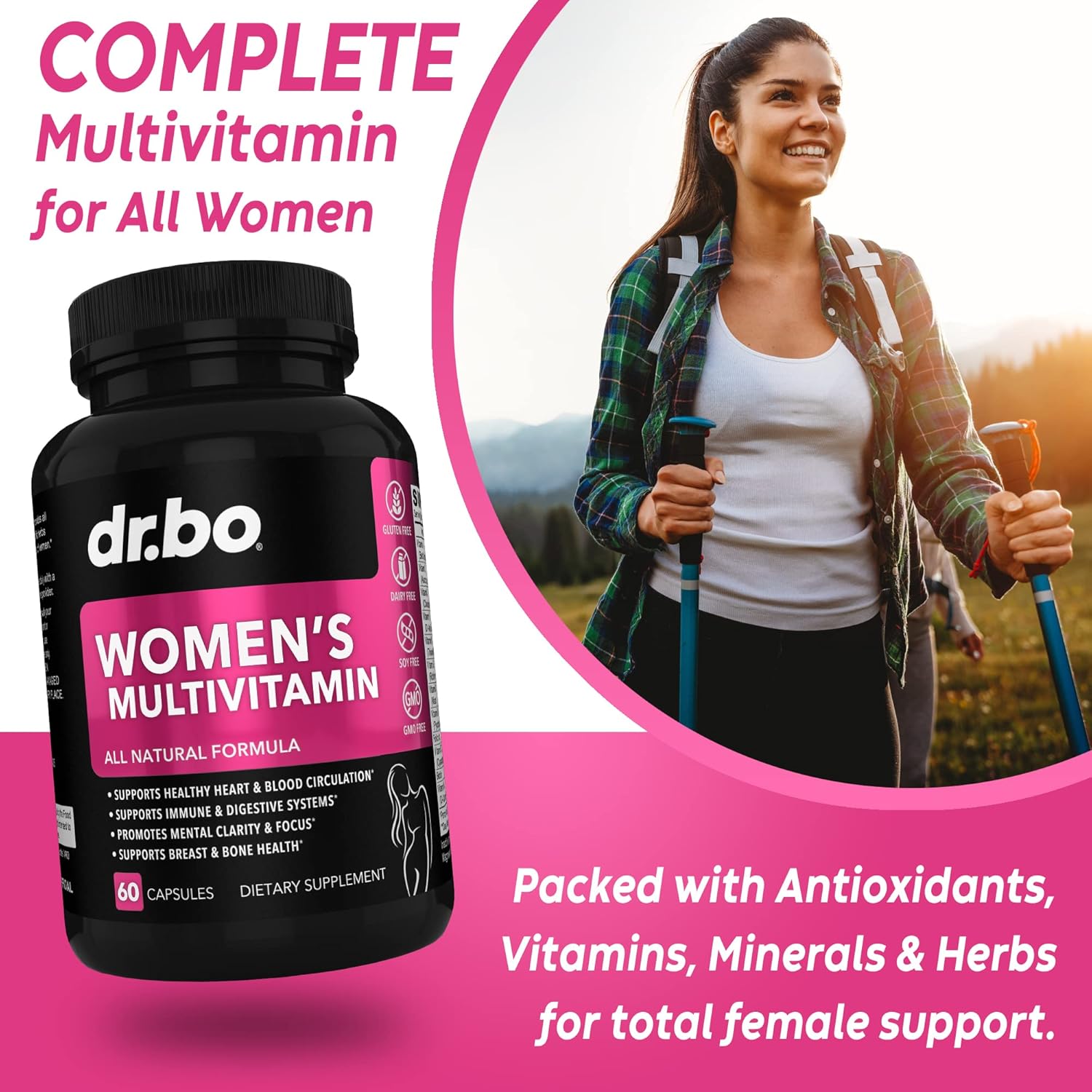 Organic Women's Multivitamin with Superfood Greens, Fruits, Magnesium & Zinc - Daily Energy Supplement with Vegetable Foods