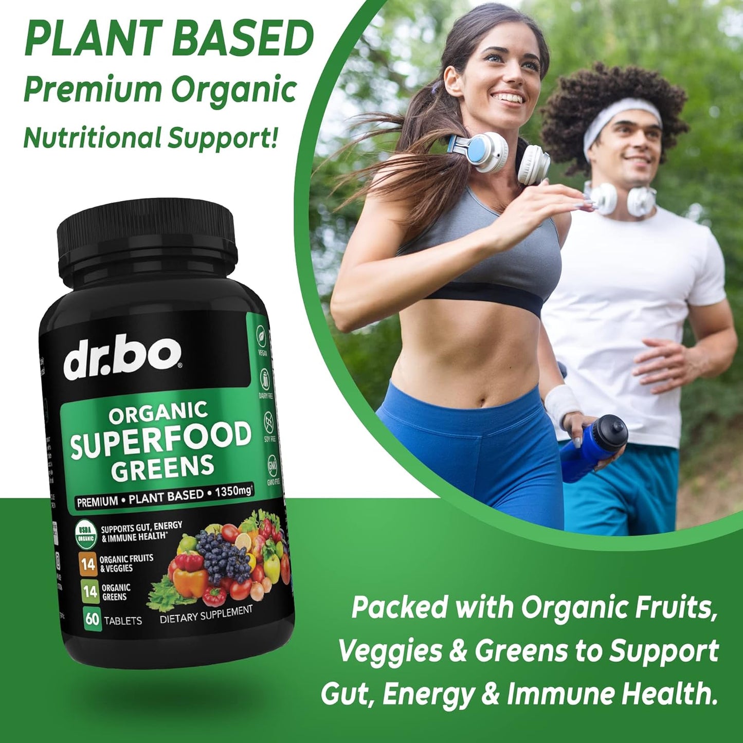 Organic Women's Multivitamin with Superfood Greens, Fruits, Magnesium & Zinc - Daily Energy Supplement with Vegetable Foods