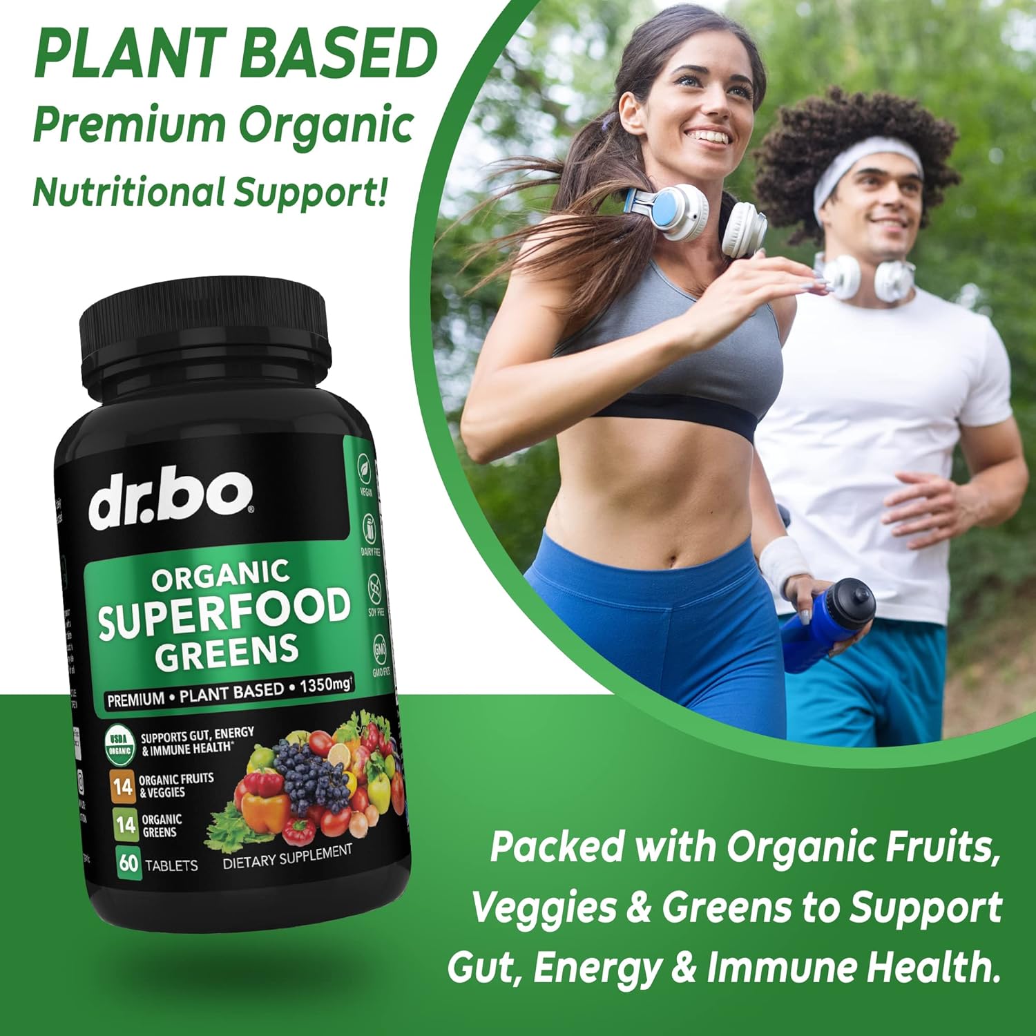 Organic Women's Multivitamin with Superfood Greens, Fruits, Magnesium & Zinc - Daily Energy Supplement with Vegetable Foods