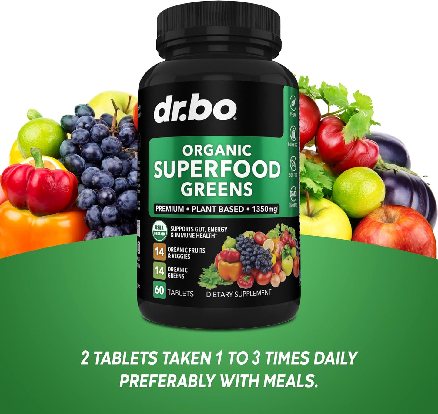 Organic Women's Multivitamin with Superfood Greens, Fruits, Magnesium & Zinc - Daily Energy Supplement with Vegetable Foods