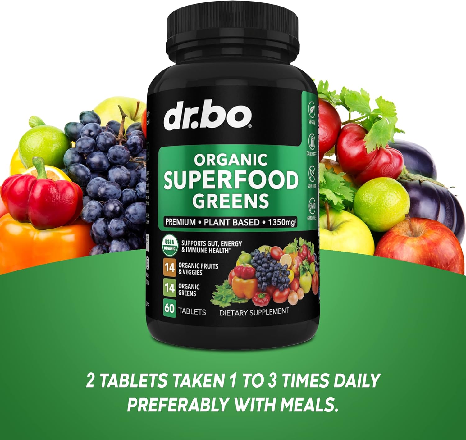 Organic Women's Multivitamin with Superfood Greens, Fruits, Magnesium & Zinc - Daily Energy Supplement with Vegetable Foods