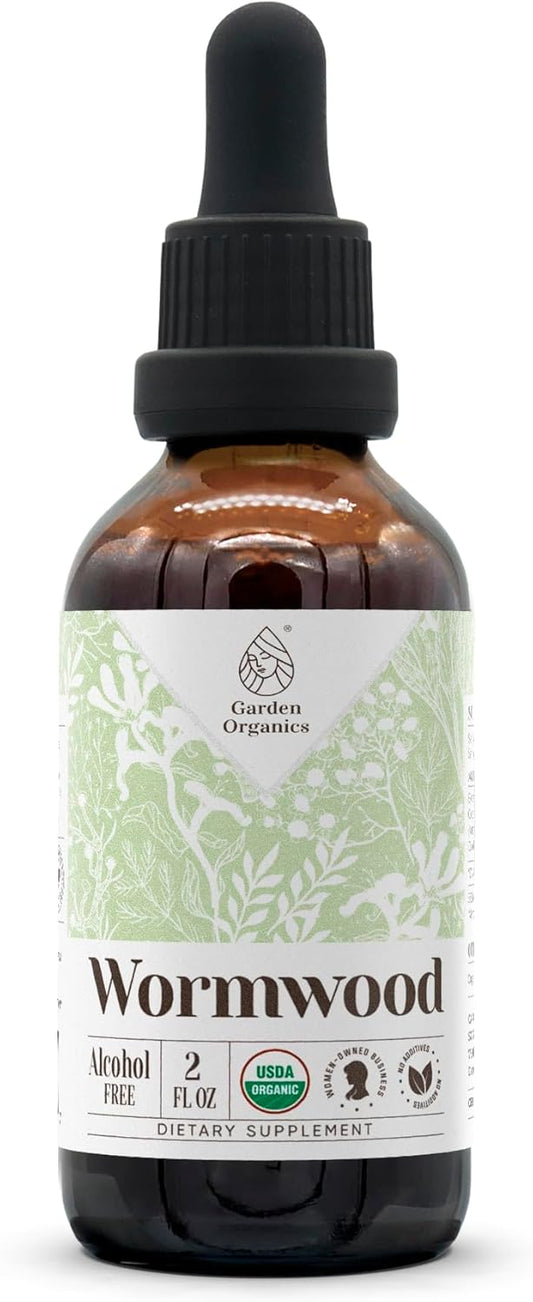 Organic Wormwood Extract Tincture - Alcohol-Free, High-Potency Dietary Supplement - USDA Certified Herbal Remedy (2 oz)