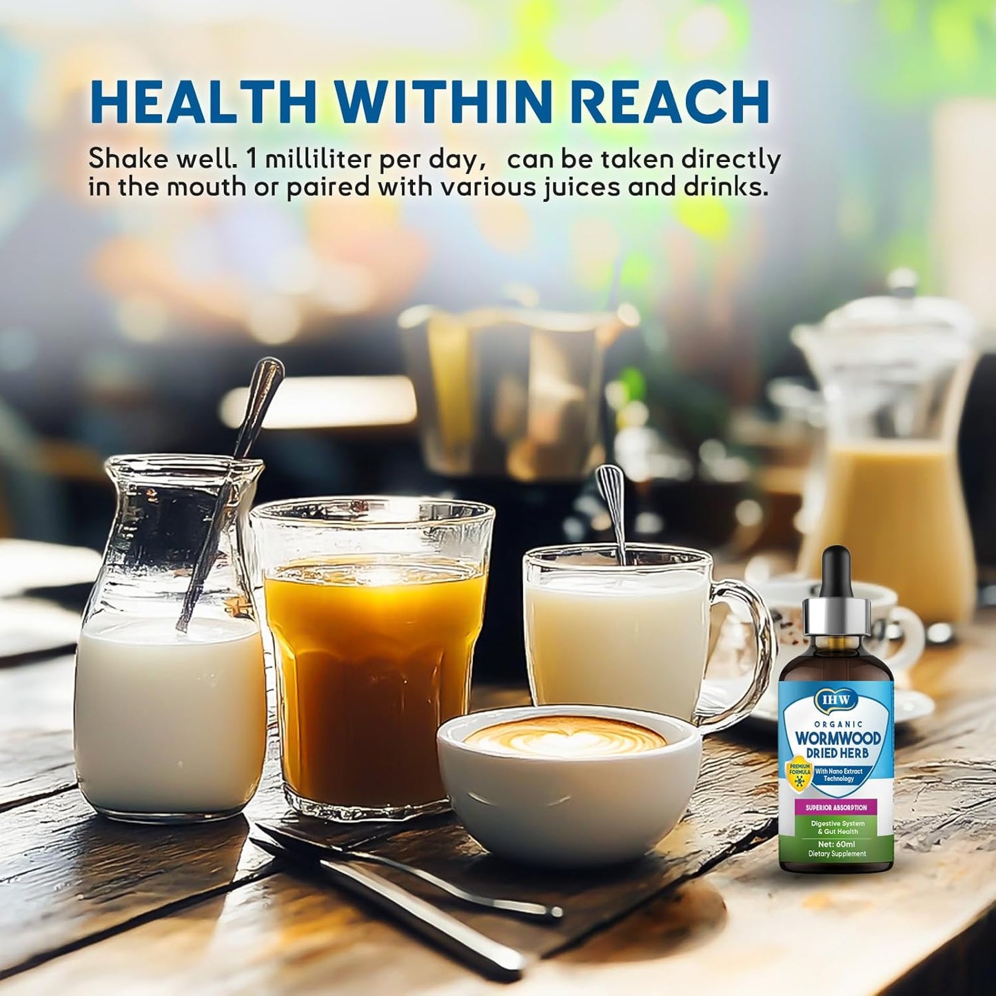 Organic Wormwood Liquid Drops with Black Walnut for Digestive and Intestinal Support
