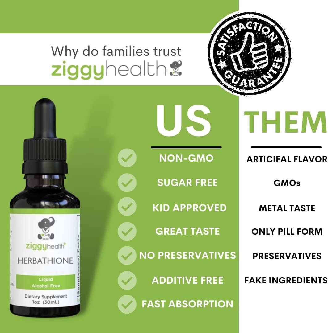 Organic Ziggy Baby Health Herbathione Liquid Tincture - Glutathione Supplement for Immune & Liver Health, Antioxidant Support - 1oz