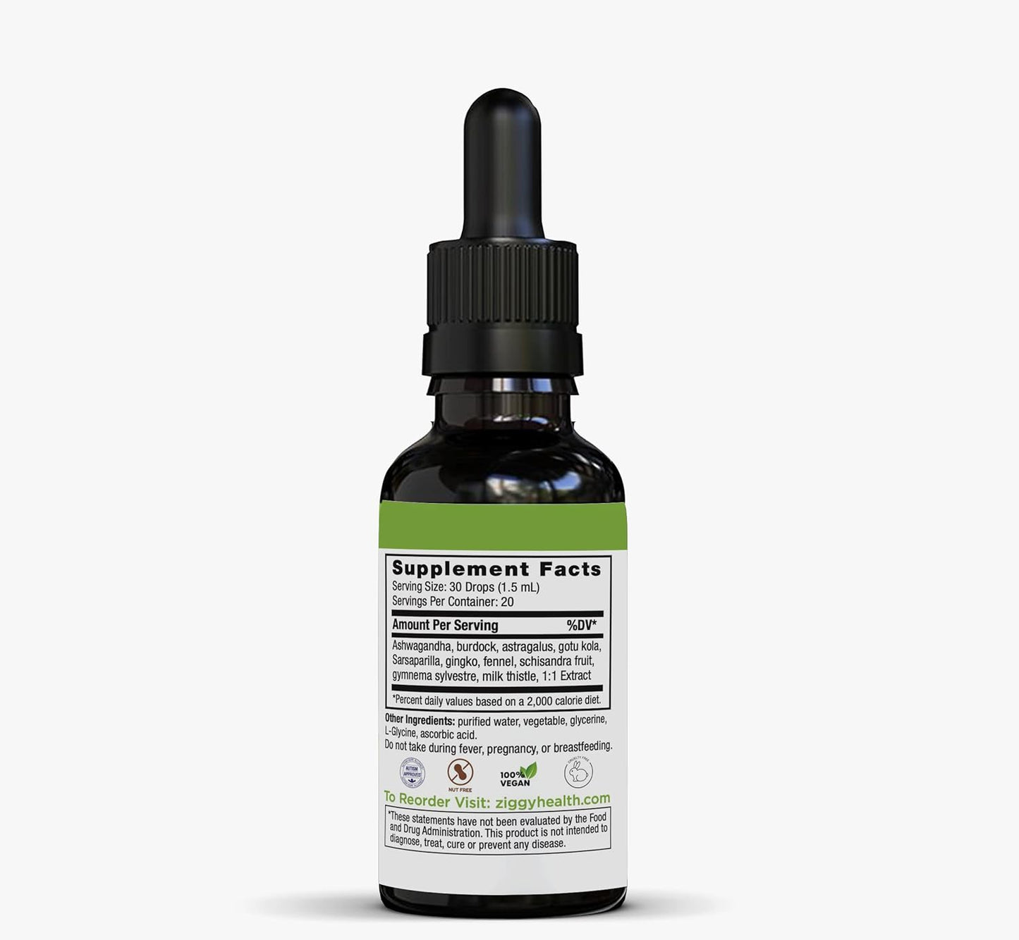 Organic Ziggy Baby Health Herbathione Liquid Tincture - Glutathione Supplement for Immune & Liver Health, Antioxidant Support - 1oz