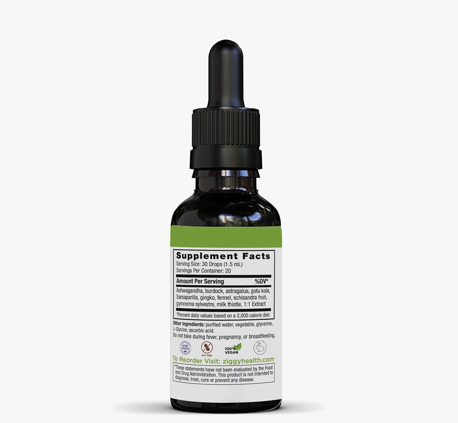 Organic Ziggy Baby Health Herbathione Liquid Tincture - Glutathione Supplement for Immune & Liver Health, Antioxidant Support - 1oz