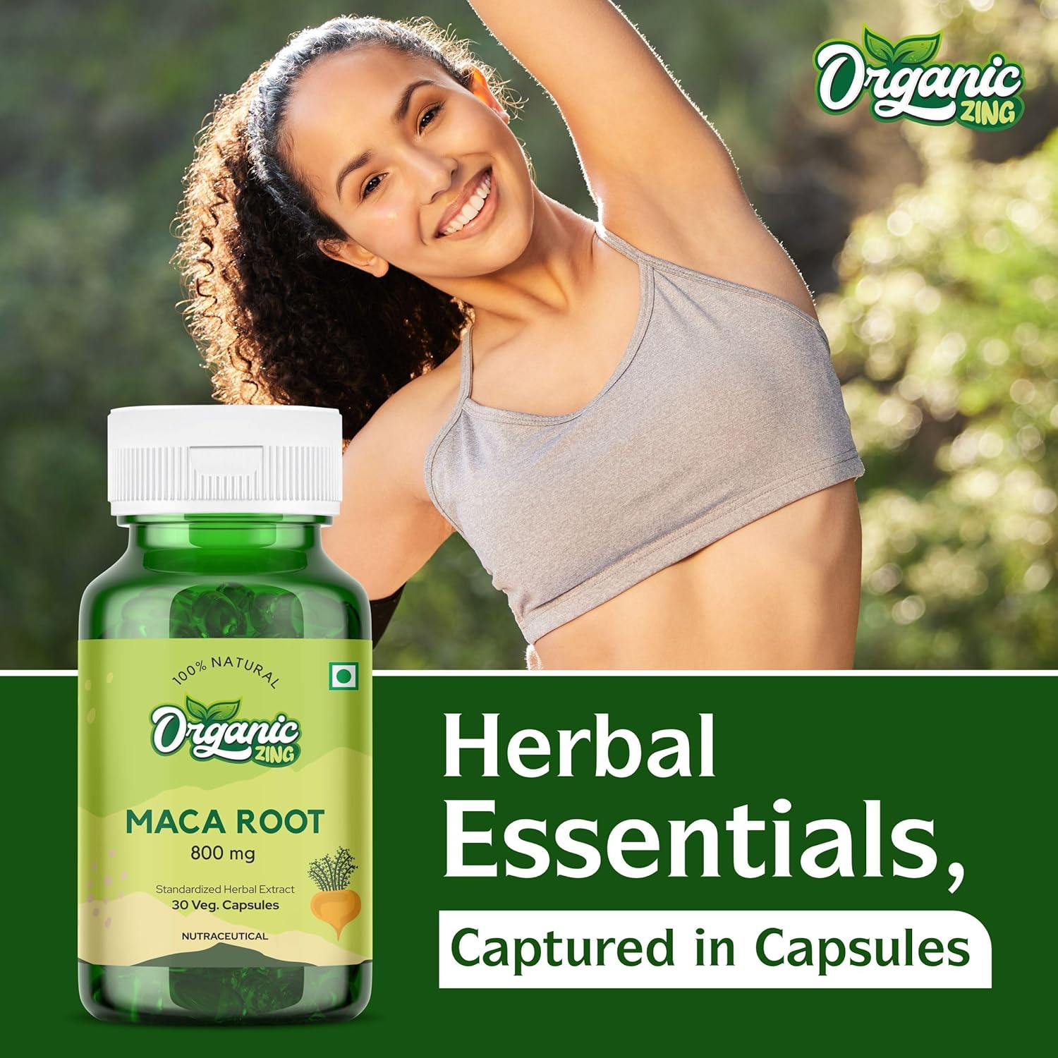 Organic Zing Maca Root Capsules - Black, Red, Yellow - 800mg per Serving - Natural Remedy for Health Issues - 30 Capsules