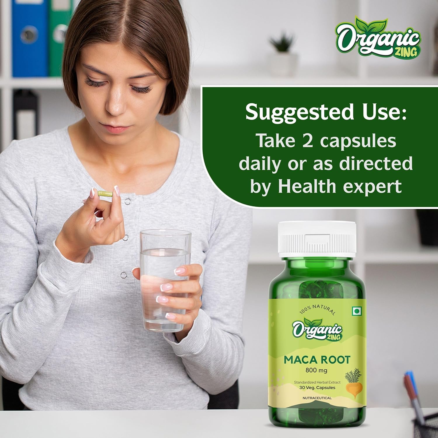 Organic Zing Maca Root Capsules - Black, Red, Yellow - 800mg per Serving - Natural Remedy for Health Issues - 30 Capsules