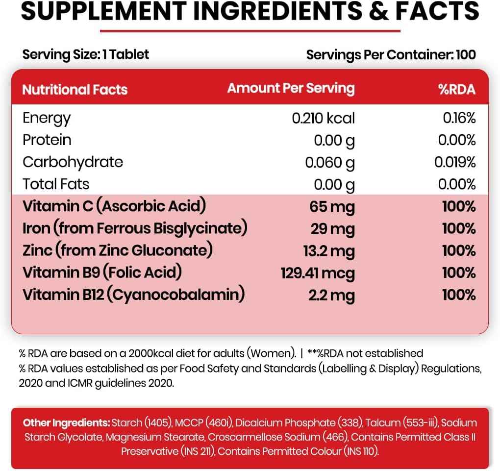 Organics Chelated Iron with Vitamin C,B12,Zinc & Folic Acid | Boost Hemoglobin Levels | Improves Concentration Level,Energy & Blood Building-120 Veg Tablets