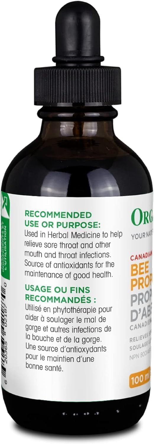 Organika Bee Propolis Liquid - 100ml 3.38oz - Immune Support & Antioxidant - Natural Relief for Sore Throat - Alcohol-Free