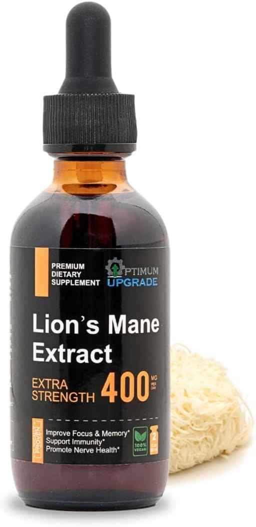 OU Lion’s Mane Mushroom Extract - Enhances Focus & Memory, Supports Immune System, Nerve Health, Organic Vegan Liquid Tincture - 2 Oz Lions Mane Supplement