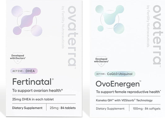 Ovaterra OvoEnergen CoQ10 DHEA - Women's Egg Health Power Pack, Fertility Support with Ubiquinol & DHEA for Reproductive Wellness (28-Day Supply)