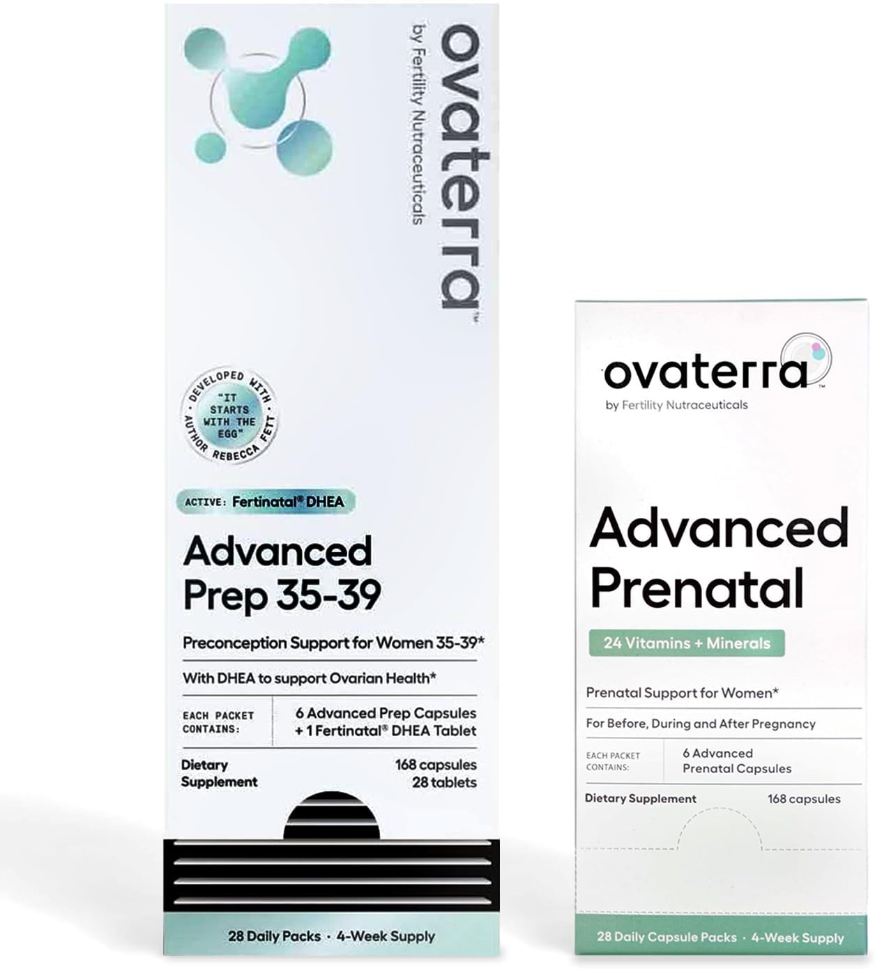 Ovaterra Women's Prenatal & Preconception Multivitamin Bundle - 4-Week Supply with Choline, Methylfolate, Iron, DHEA, Vitamins A, B6, B12 - Fertility Support (56 Pack)