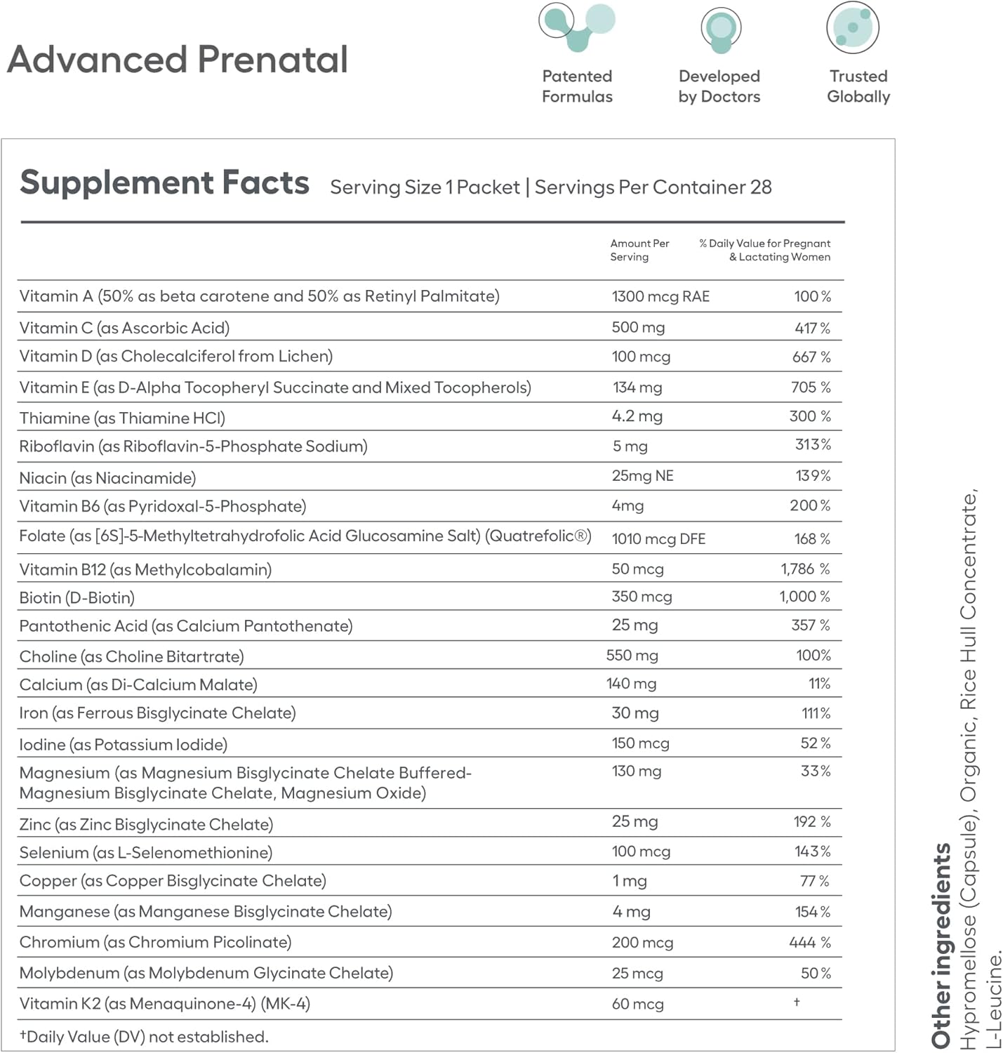 Ovaterra Women's Prenatal & Preconception Multivitamin Bundle - 4-Week Supply with Choline, Methylfolate, Iron, DHEA, Vitamins A, B6, B12 - Fertility Support (56 Pack)