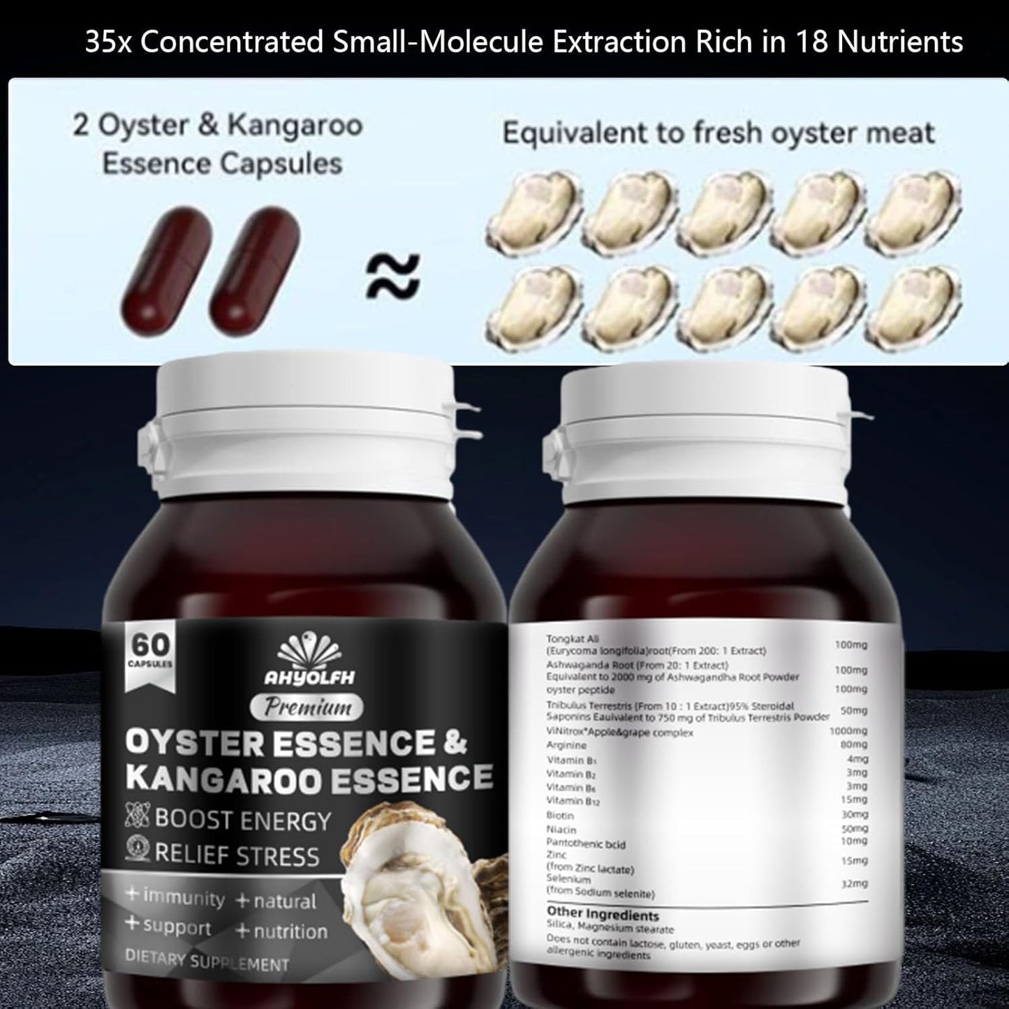 Oyster Peptides Capsules - Supports Energy & Immune Boost for Men & Women, 60 Grams