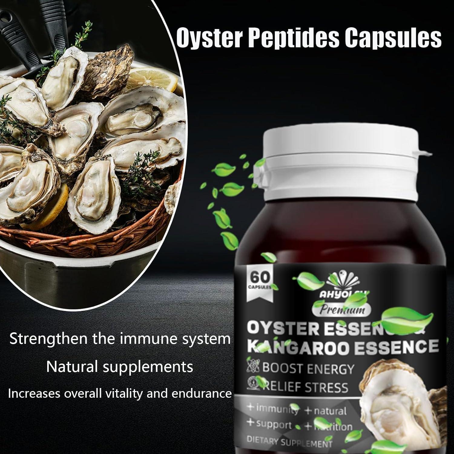 Oyster Peptides Capsules - Supports Energy & Immune Boost for Men & Women, 60 Grams