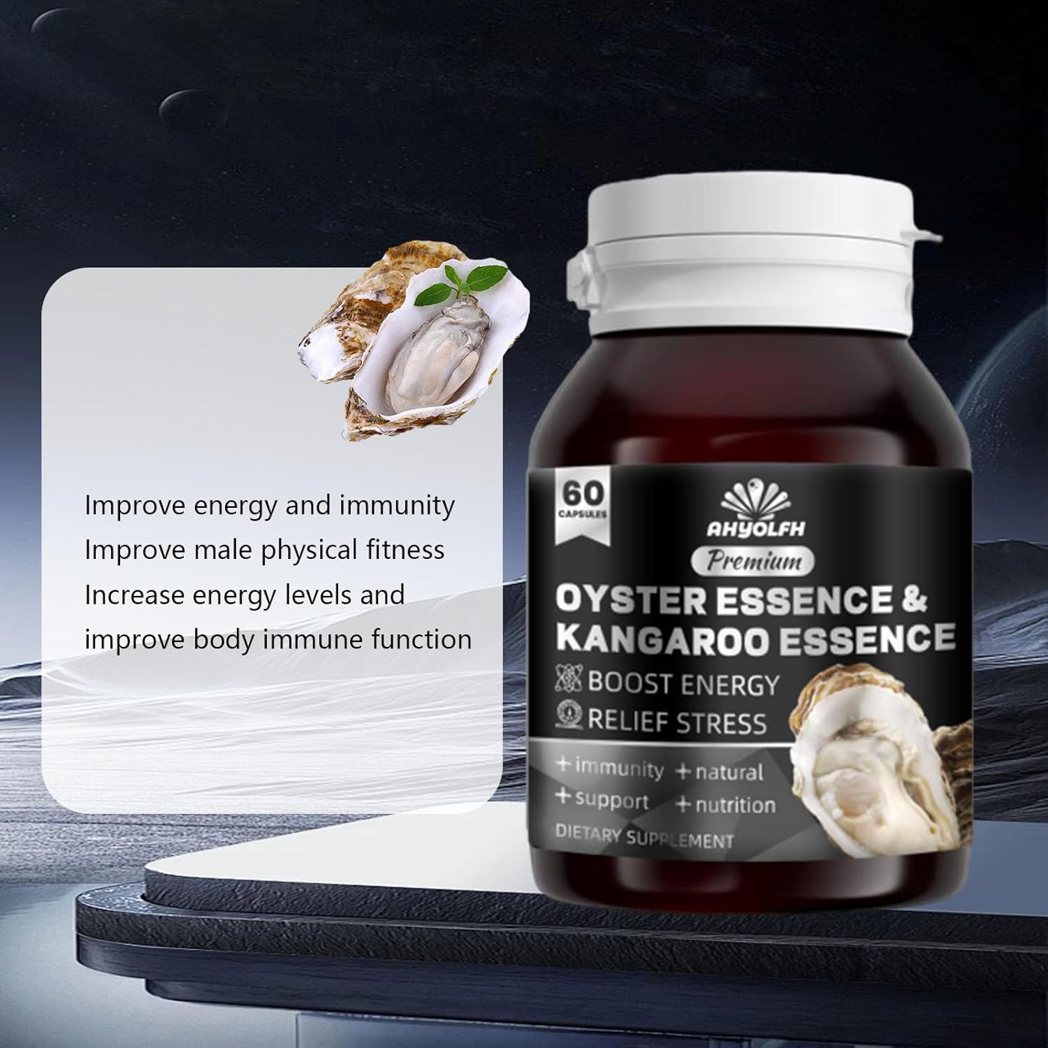 Oyster Peptides Capsules - Supports Energy & Immune Boost for Men & Women, 60 Grams