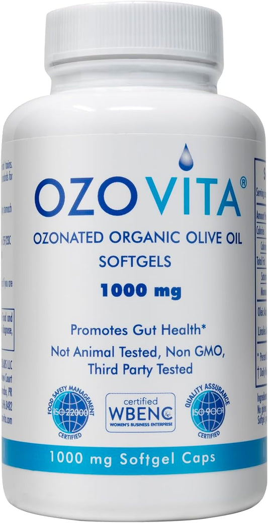 OZOVITA Ozonated Organic Olive Oil Softgels - 1000mg - 60 Softgels - Two Month Supply