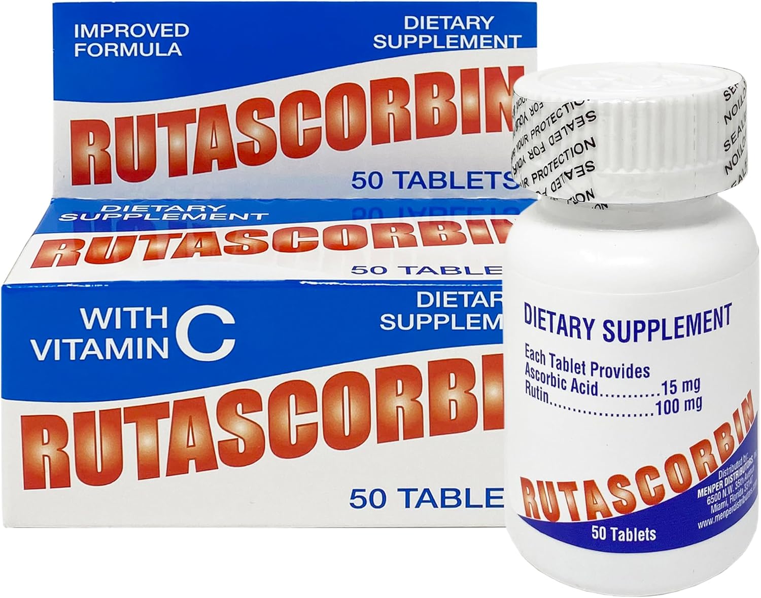 Pack of 150 RUTASCORBIN Memper Vitality Boost Tablets for Immune Support and Cardio Health