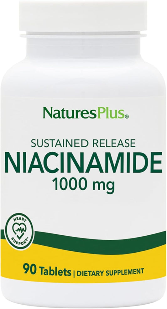 Pack of 180 Natures Plus Niacinamide 1000 mg Sustained Release Tablets - Immune & Skin Health Support
